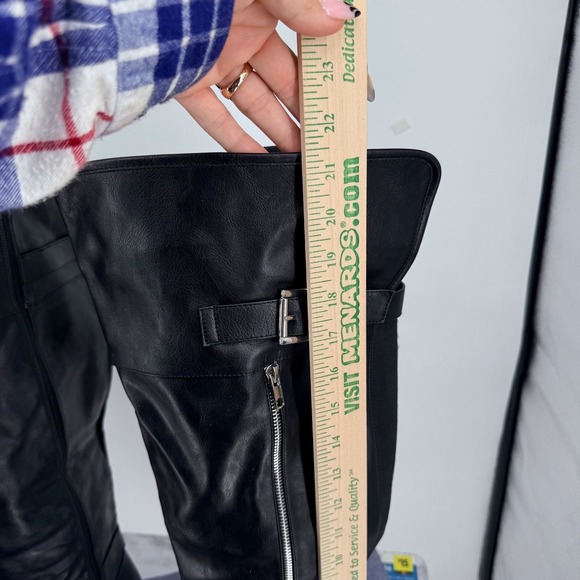 Torrid Black Faux Leather Women 9.5 Knee High Boots Buckle Zip Side Wide Calf - Picture 12 of 16